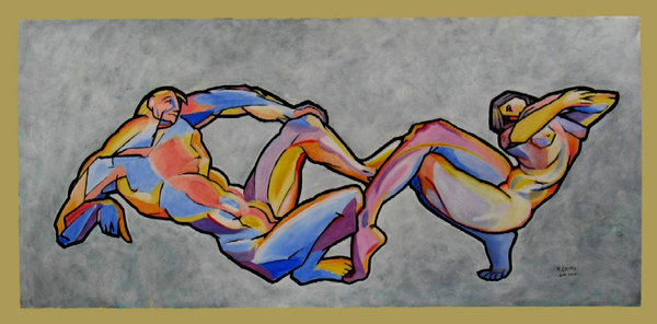 Le déjeuner sur l'herbe. 2006. Acrylique sur carton. 55 x 110 cm,